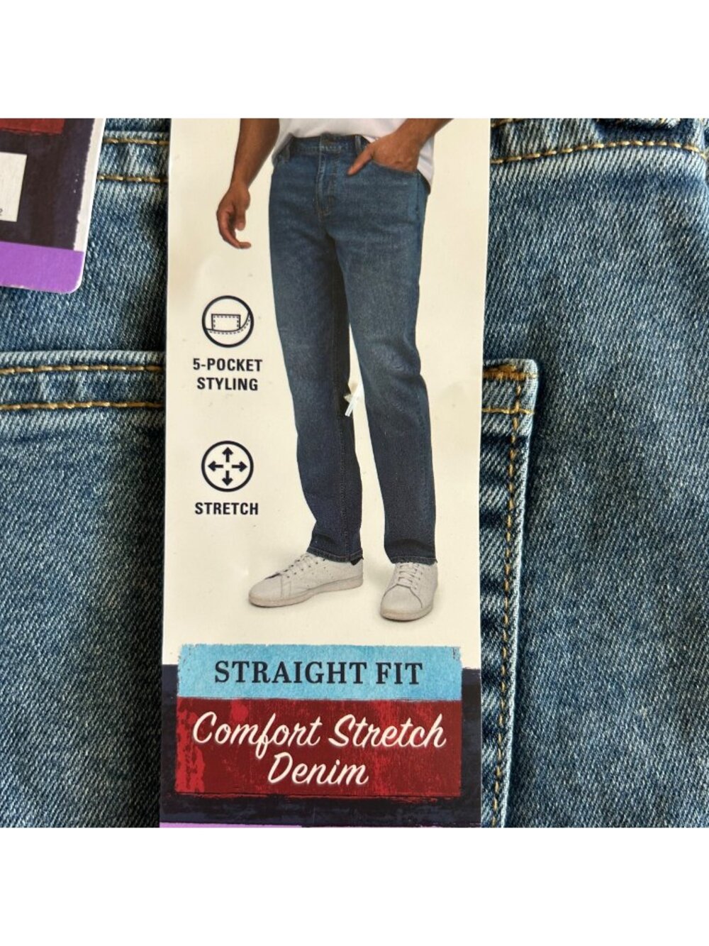 NWT‎ Izod Mens Casual Straight Leg Comfort Stretch Denim Jeans 30x30 Med Wash